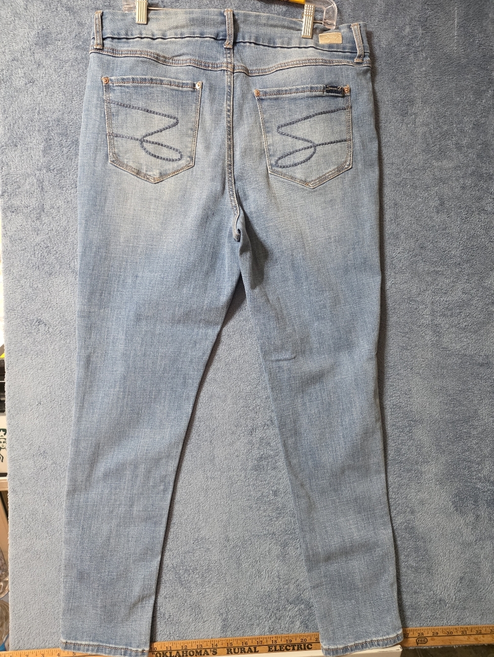 Seven7 Jeans Women's 16 Straight Skinny Stretch Light Blue Holes - Picture 2 of 8